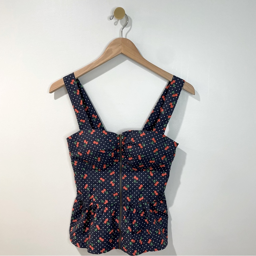 Iris | Cherry Ruched Ruffled Top